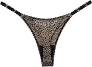 [KQISAN] Custom Thong with Letter Name for Women DIY Crystal Letters Elastic Panties G String Solid Color Leopard Perso