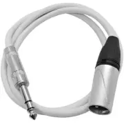 3 Foot White XLR Male to TRS Patch Cables PA DJ Cords XLRF to 1/4"