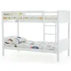 NNEMB Single Bunk Bed Frame Solid Pine Wood Timber-Modular Design-White