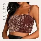WOMEN’S NWT LULU’S FLIRTY AFFECTION MAUVE VELVET TOP SIZE MEDIUM