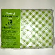 NOS VTG New Dan River Dantrel Flat Double Sheet White & Green No Iron