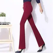 [RICHOLV] High Waist Flare Pants Winter Women Thick Fleeces Warm Pants Solid Trousers Black Full Length Snow Pants