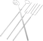 BESTOYARD 4pcs Stainless Steel Chocolate Dipping Fork Set Essential Tools for Fondue Cheese and Hot Pot Easy Clean Kitchen Utensils for Elegant Entertaining