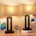 Bedroom Lamps for Night Stands - Touch Control, 3 Way Dimmable, USB C+A Charg...