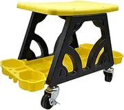 Workshop Stool Mechanic's Seat Car Detailing Stool Chair with Storage Holder Auto Workshop Bench Wheels Roller Creeper Seat Roller(Yellow)