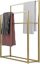 Modern Freestanding Towel Holder with Metal Rack Portable Valet Stand for Hand Towels Stylish Bathroom Hanger (Black) LWX