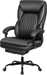 Big and Tall Executive Office Chair with Foot Rest and Lumbar Support