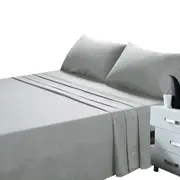 Soft 4pcs Pillowcase Flat Fitted Sheet Set - Silver Grey