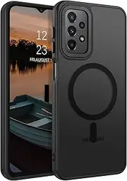 [GUAGUA] for Samsung Galaxy A23 Case Compatible with MagSafe Magnetic Cases Slim Translucent Matte Skin Feeling Shockproof Protective Anti-Scratch Phone Case for Samsung Galaxy A23 5G/4G, Black
