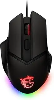 MSI Clutch GM20 Elite Gaming Mouse, 6400 DPI, 20M+ Clicks OMRON Switch, Optical Sensor, Adjustable Weights, Ergonomic Right Hand Design, RGB Mystic Light