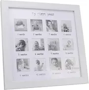 Baby First Year Photo Frame with Sturdy Material, Growth Record, Placement, Easy to Use, Save Space, Monthly Picture Frame for Baby