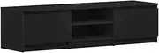 vidaXL TV Cabinet Living Room Bedroom Entertainment Centre TV Stand Console HiFi Cabinet Home Organiser Furniture Black Engineered Wood