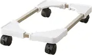 Adjustable Computer Tower Stand with Rolling Wheels Plastic CPU Holder Cart for Floor Gaming PC Desktop Mobility (White)