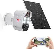 [FameVibe] 1080p Solar Security Camera Wireless, Smart AI Human Detection, 2-Way Audio, Color Night Vision, Cloud Storage, 2.4G WiFi, Indoor/Outdoor Surveillance Bullet Cam(4 Spotlights+Solar Panel)
