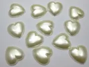 50 Ivory Heart Half Pearl Bead 18mm Flat Back Scrapbook Craft