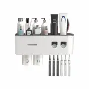 Automatic Toothpaste Dispenser Magnetic Toothbrush 2 Cups Holder 6 Toothbrush...