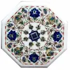 12" Marble corner side Table Top floral inlay work art handmade Home decor