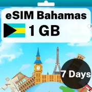 eSIM Bahamas - 1 GB - 7 Days - Travel eSIM | QR code activation