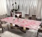 Rose Quartz Stone Cafeteria Counter Dining Table Kitchen Slab Table Console Deco