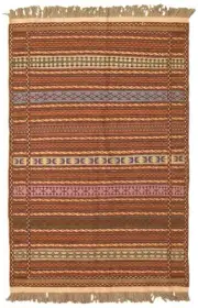 Vintage Hand Woven Carpet 3'2" x 5'2" Traditional Wool Kilim Rug