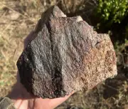 Ghubara meteorite, L5, xenolithic 1,940.1 gram complete fragment, slickenlines