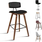 [ALFORDSON] 2pcs Vintage Wooden Bar Stools Kitchen Dining Chair Black Counter Chair with Footrest, Backrest and Anti-Slip Pads for Home Bar Dining Room