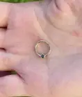 Single Bezel Black Diamond Hinged Nose Ring Septum Clicker Cartilage 14k Gold