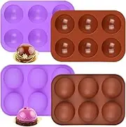 4 Pack Medium Semi Sphere Silicone Mold,Sonku 6-Cavity Dome Baking Mould for Making Chocolate,Cake,Jelly,Pudding,Dome Mousse