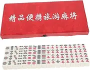 CHICAMPERA 1Set Miniature Mahjong Kit Travel Friendly Mahjong Game with Tiles Fun Traditional Chinese Mahjong Set for Outdoor Parties and Family Gatherings Compact Design for