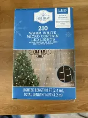 Holiday Time 210 Micro LED Curtain String Lights -Warm White 8ft Total Feet 14"