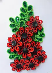 Lot 10 Paper quilling flowers with 5 free paper quilling leaves Handmade Crafts