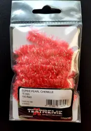 SUPER PEARL CHENILLE - RED - 15mm - Textreme - Fly Tying Materials - JIG - NEW!