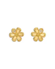 Temple St. Clair 18K Yellow Gold Diamond Flower Stud Earrings