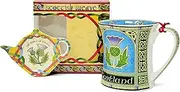 [Royal Tara] Scotland Mug with Thistle - New Bone China Scottish Porcelain Cup -Thistle Set Mug with Tea Bag Holder