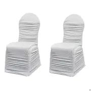 2Pcs Elastic Pleated Full Coverage Skirt Chair Cover -White