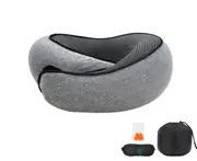 Travel Neck Pillow, Memory Foam Airplane U-Shaped Travel Pillow, 360 Degree Comfort and Breathability-Grey