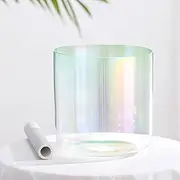 432Hz Cosmic Light Quartz Crystal Singing Bowl with Suede Mallet O-ring for Chakra Balancing Meditation(C note,6 inch)