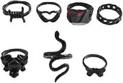 [ZAHSY] Black Rings for Women Set Punk Butterfly Snake Ring for Men Stackable Rings for Women Chunky Finger Knuckle Rings for Men Black Ring Pack Gothic Ring Set