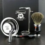 Complete Men Shaving Kit Box ! Safety Razor, Bowl, Brush Stand Holder Male