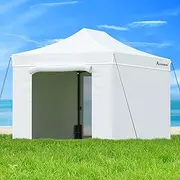 ALFORDSON 3 x 4.5m Gazebo Marquee Canopy High Adjustable White, Pop-up Steel Frame Pavilion with Carry Bag,Wall Panels, Sand Bag and Pegs & Ropes, Camping Shelter Shade for Outdoor Wedding Party