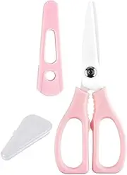 Ceramic Scissors,Healthy Baby Food Scissors with Cover Portable Shears (Pink)
