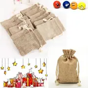 10x Small Bag Natural Linen Pouch Drawstring Burlap Jute Sack Jewelry Gift Wedding