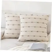 Boho Throw Pillow Covers 16x16 Set of 2 16" x 16" (Pack of 2) Beige and Khaki