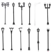 12pcs Simulated Street Light Models Mini House Decor Micro Landscape Ornaments