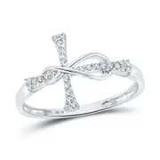 0.10 Ct. Natural Diamond Cross Infinity Band Ring in 10K White Gold