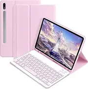 [Jarttarn] Keyboard Case Compatible with Samsung Galaxy Tab S9 Ultra 2023 14.6 inch Slim PU Cover Detachable Wireless Galaxy Tab S9 Ultra Tablet Keyboard Case with Pen Holder (Pink)