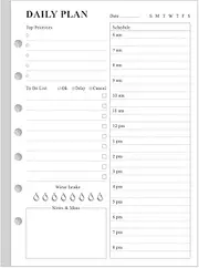 Undated Daily Planner Refill - A5 Day Planner Insert To Do List, 100 Sheets/200 Pages Planner and Lined Refill, 7-Hole Punched, 100 gsm White Paper, 5.8" x 8.3"