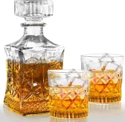 Whiskey Decanter for Men Glass Liquor Decanter Set with 2 Whiskey Glasses