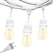 White 15-Light 48 ft. Outdoor Plug-in 2W 2700k LED S14 Edison Bulb String-Light