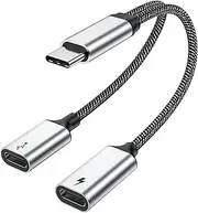 MOGOOD USB C Splitter USB C to USB C Female Adapter USB Y Splitter Cable(NOT for Monitor) USB C Male to 2USB-C Female Cord Double USB C Port Hub USB C Charging Split Adapter for Mac,Xbox One,Laptop